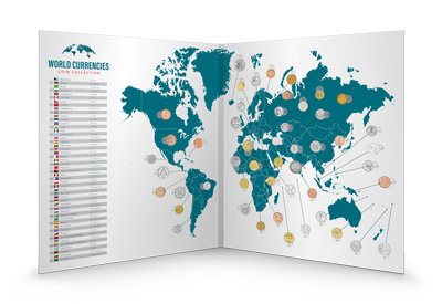 Sběratelské album ukrývá mince z 50 zemí světa