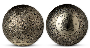 Stříbrná mince ve tvaru planety Merkur