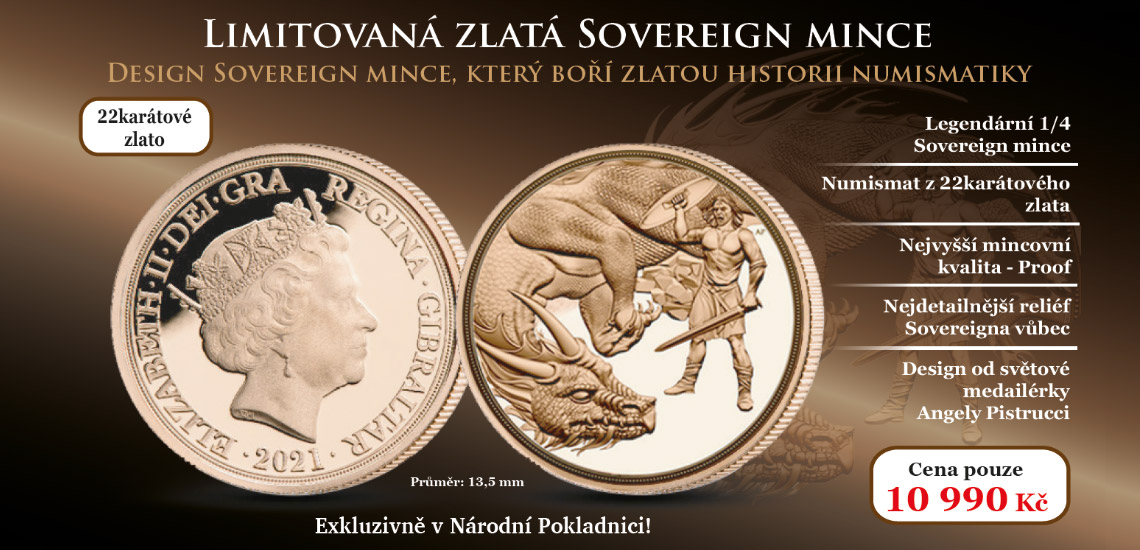 Tradiční zlatý Quarter sovereign 2021