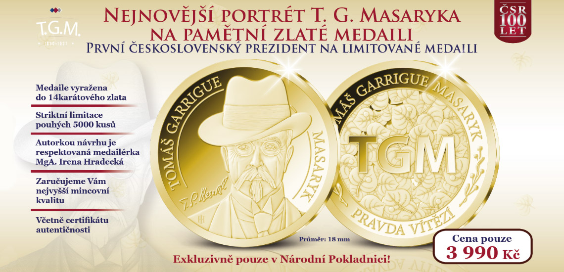 Tomáš Garrigue Masaryk na zlaté medaili
