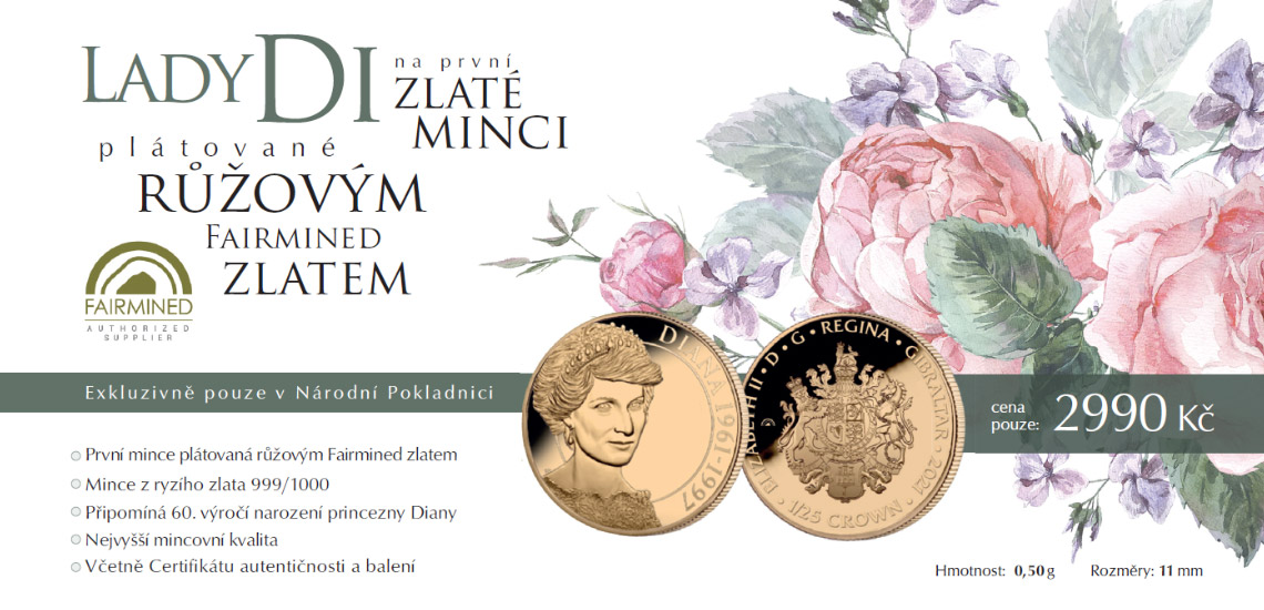 Výročí 60. narozenin princezny Diany na minci z ryzího zlata