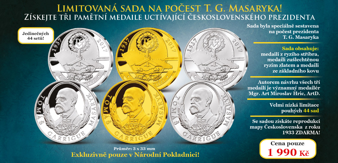 Set tří pamětních medailí T. G. Masaryk 
