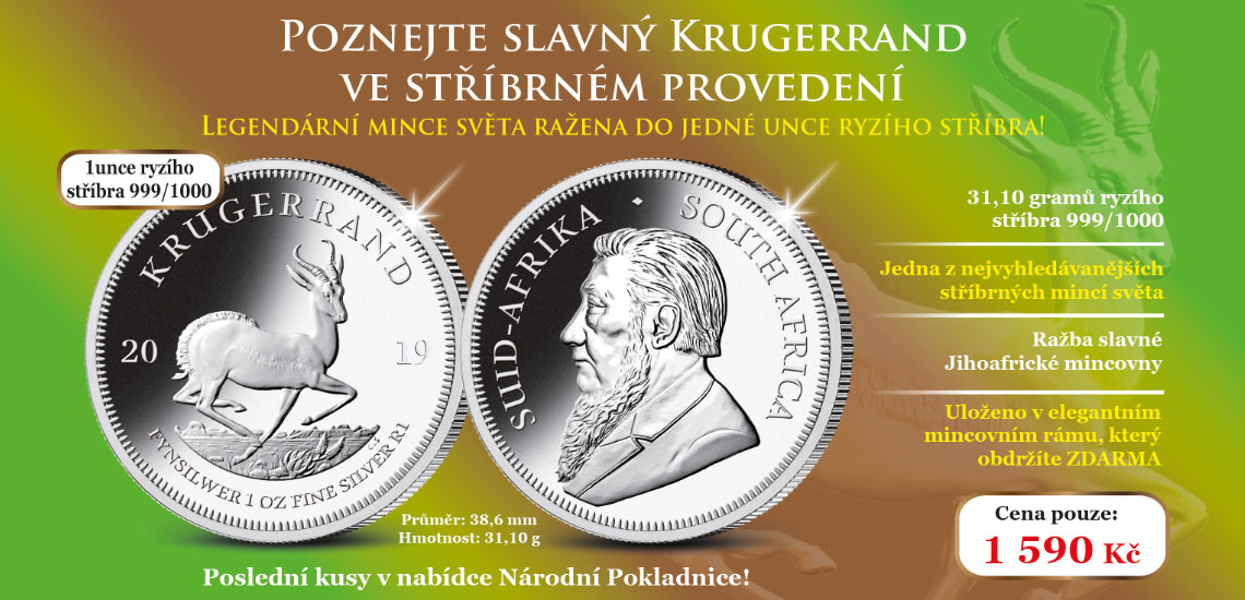 Krugerrand - legendární mince světa ražena do jedné unce ryzího stříbra