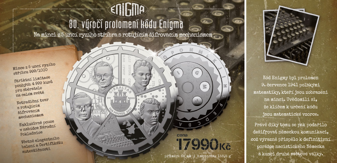 80. výročí prolomení Enigmy Stříbrná mince 2021