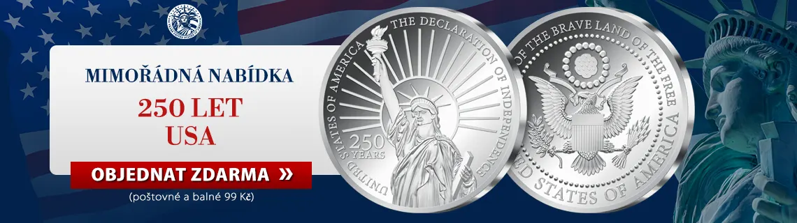 Mimořádná nabídka - jubilejní pamětní medaile 250 let USA ZDARMA! Platíte jen poštovné a balné 99 Kč.