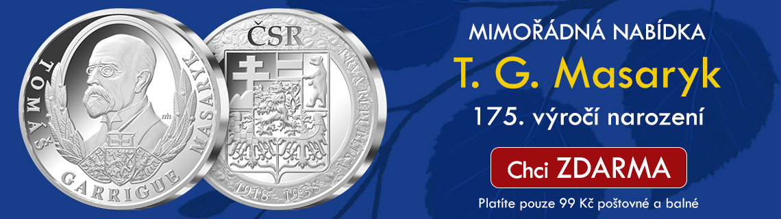 Mimořádná nabídka - pamětní medaile T. G. Masaryk ZDARMA! Platíte jen poštovné a balné 99 Kč.