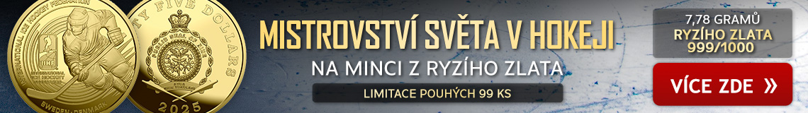 Mistrovství světa v hokeji na minci z ryzího zlata 999/1000
