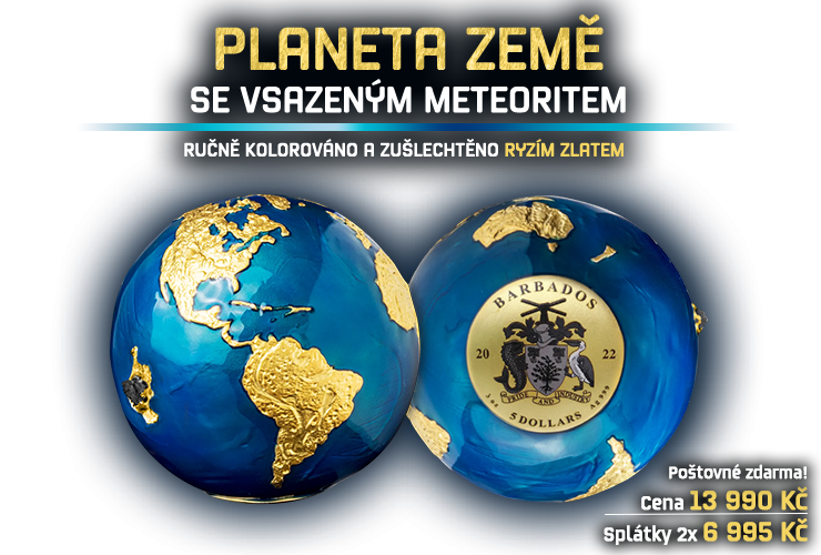 Planeta země se vsazeným meteoritem