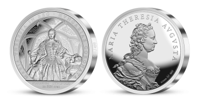 Výroční medaile z 5 uncí ryzího stříbra 280. výročí korunovace Marie Terezie