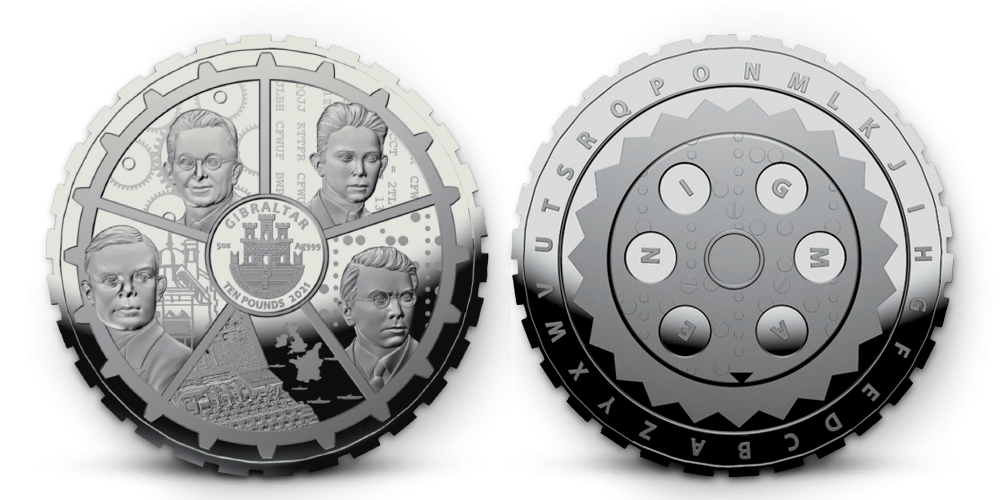 Mince Enigma z 5 uncí ryzího stříbra oslavující 80. výročí prolomení kódu