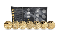 Sada sedmi pozlacených medailí Život Karla IV. s numismatickým albem