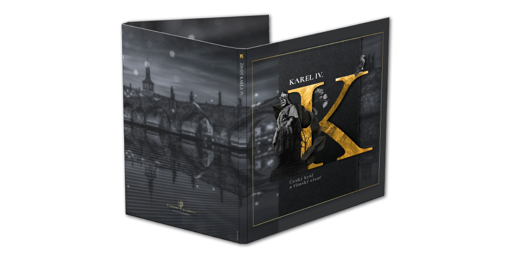 Numismatické album pro sadu sedmi pozlacených medailí Život Karla IV.