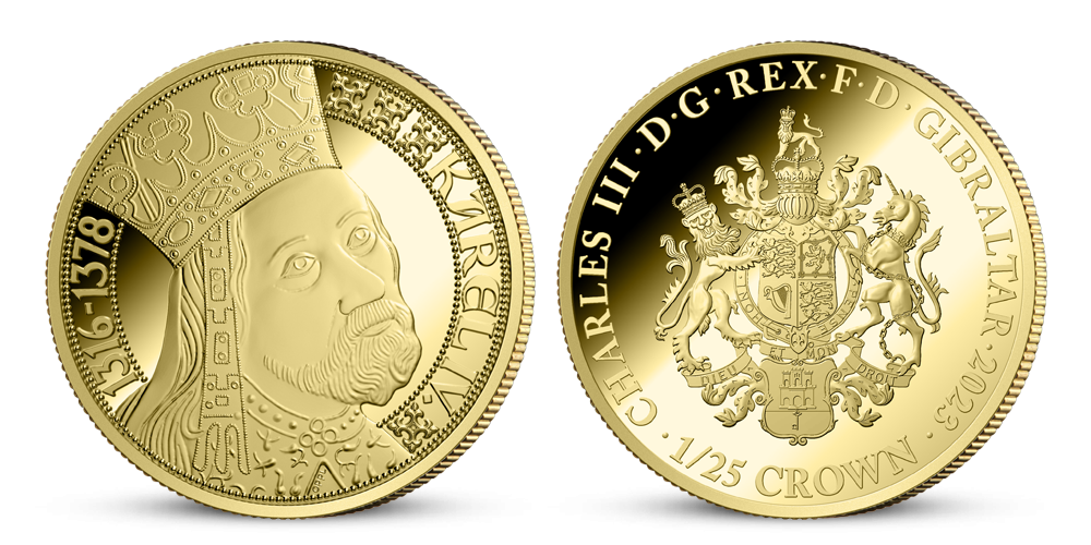 Zlatá pamětní mince Otec vlasti a Svaté říše římské Karel IV. 