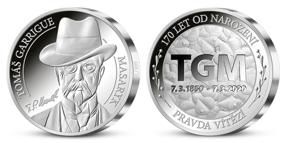 Stříbrná pamětní medaile Ražba dne T. G. Masaryk
