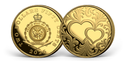 Dvě srdce, mince z 0,50 g ryzího zlata
