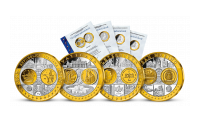 Euro měna - sada 4 pamětních medailí
