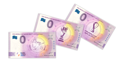Suvenýrové euro bankovky MS Katar 2022