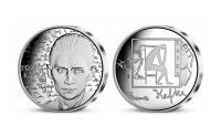 Franz Kafka na medaili z 1 unce ryzího stříbra