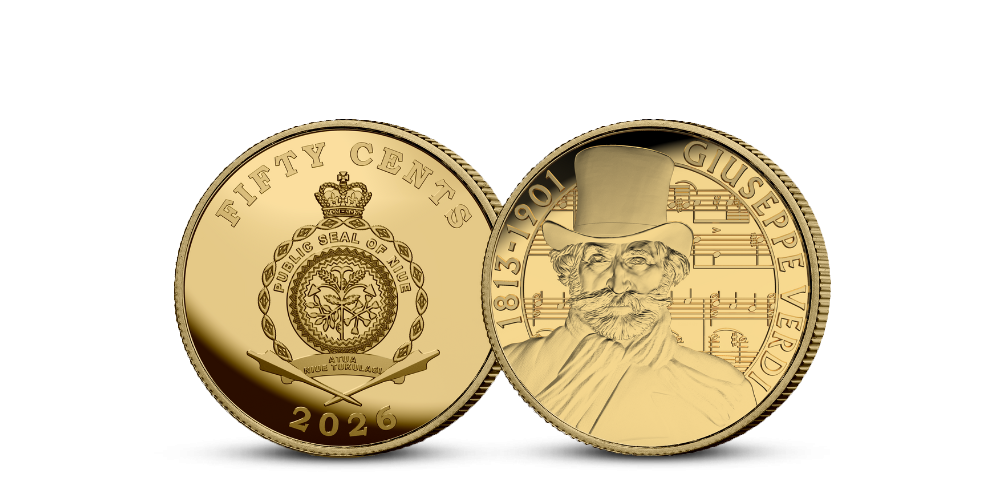 Giuseppe Verdi na minci z ryzího zlata 999/1000 