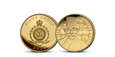 Giuseppe Verdi na minci z ryzího zlata 999/1000 