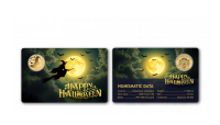 Halloweenská mince z ryzího zlata - Čarodějnický klobouk