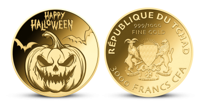Halloweenská mince z ryzího zlata - Dýně