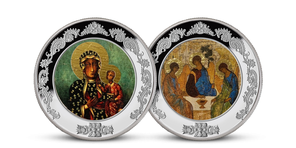 Mince vyobrazující Nejsvětější trojici a Černou Madonnu Mince vyobrazující Nejsvětější trojici a Černou Madonnu