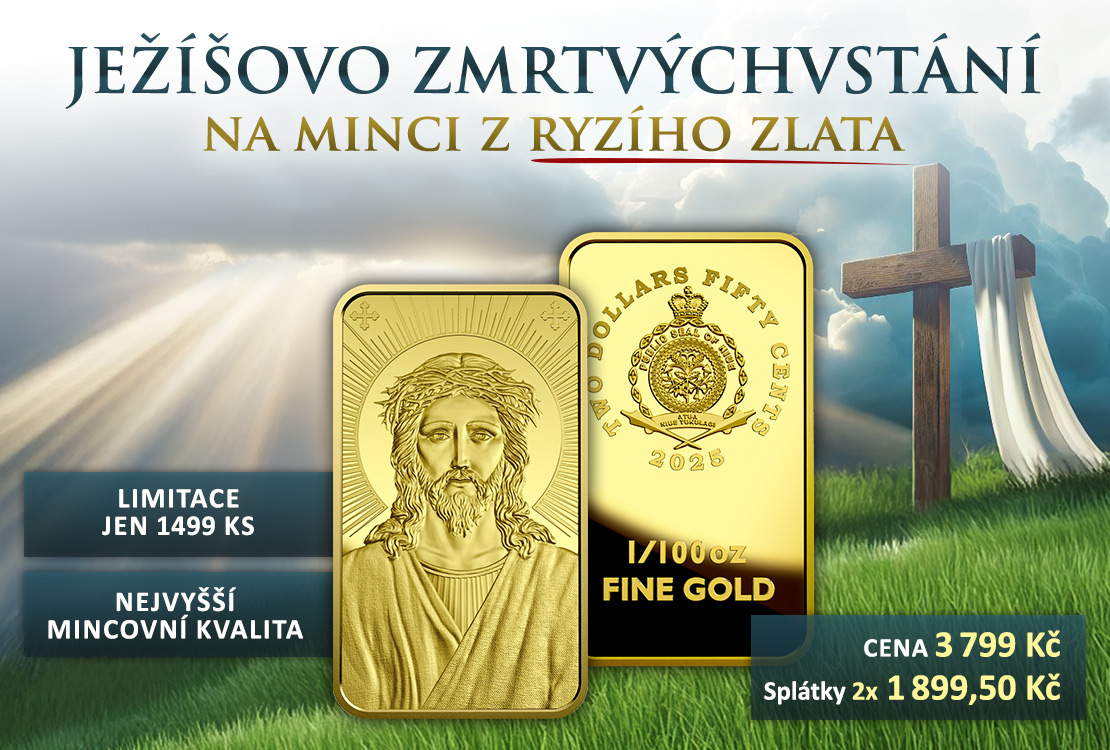 Ježíšovo zmrtvýchvstání na minci z ryzího zlata