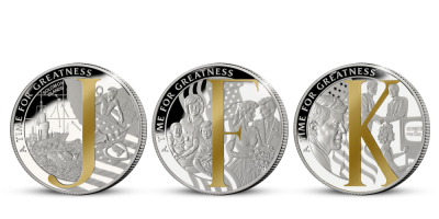 John Fitzgerald Kennedy na setu tří mincí | Set tří mincí věnovaný prezidentu JFK