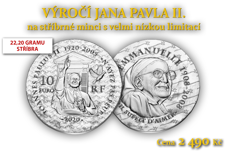 Jan Pavel II. a sestra Emmanuelle na stříbrné minci