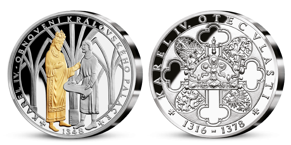 Stříbrná pamětní medaile Karel IV. a obnovení Královského paláce Stříbrná pamětní medaile Karel IV. a obnovení Královského paláce