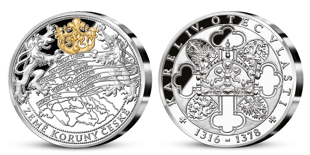 Stříbrná pamětní medaile Karel IV. a země Koruny české Stříbrná pamětní medaile Karel IV. a země Koruny české