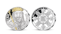 Karel IV. na stříbrné medaili zušlechtěné ryzím zlatem 