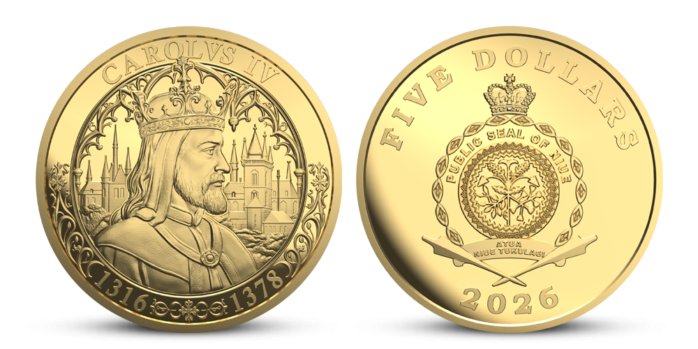 Karel IV. a 2,5 g zlatá mince 