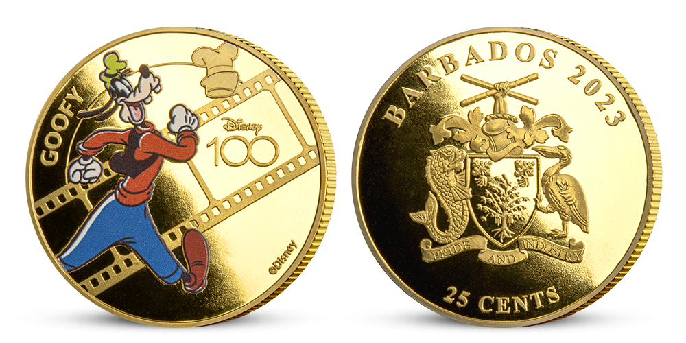 Mince zušlechtěné ryzím zlatem s nejoblíbenějšími postavičkami od Disney - Goofy