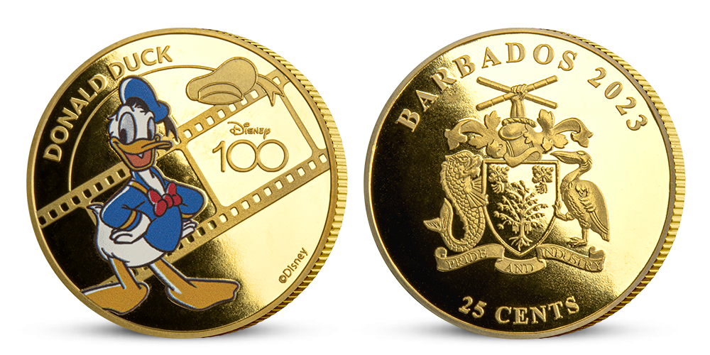 Mince zušlechtěné ryzím zlatem s nejoblíbenějšími postavičkami od Disney - Kačer Donald