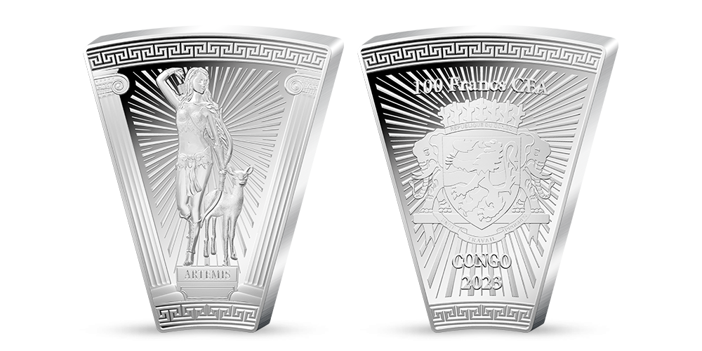 Kolekce Bohové Olympu - mince Artemis z ryzího stříbra