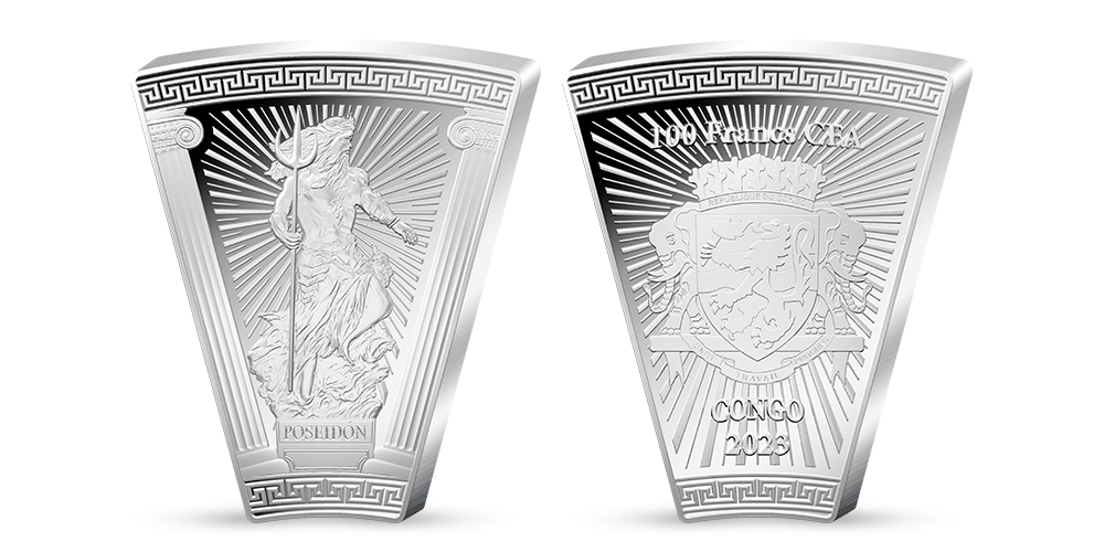 Kolekce Bohové Olympu - mince Poseidón z ryzího stříbra