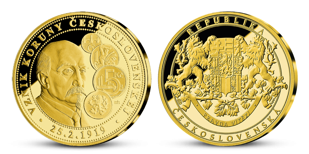 Vznik československé koruny zušlechtěno 24karátovým zlatem