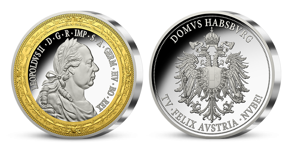 Leopold II. - Dynastie Habsburků na stříbrných pamětních medailích