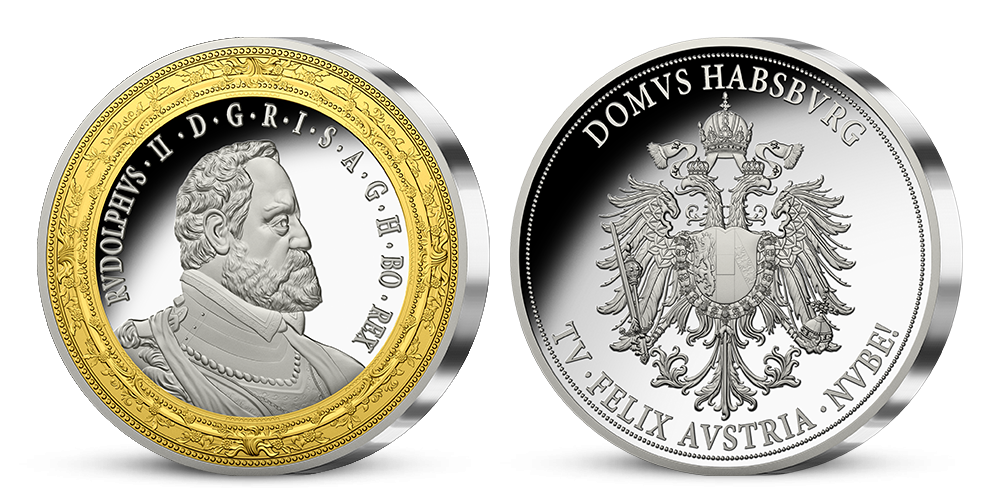 Rudolf II. - Dynastie Habsburků na stříbrných pamětních medailích
