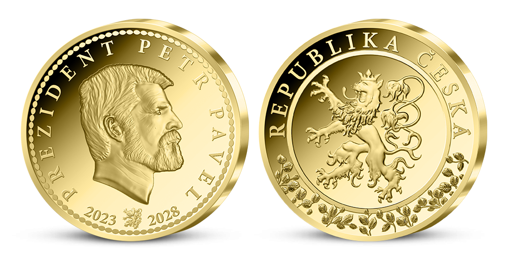 Petr Pavel na pamětní medaili zušlechtěné ryzím zlatem z naší unikátní kolekce Naši prezidenti