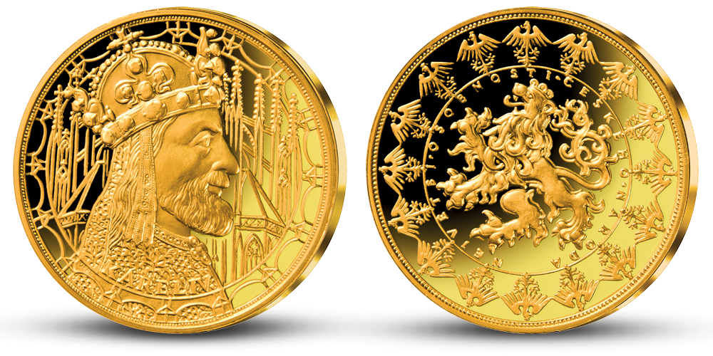 Pozlacená pamětní medaile - Karel IV. Pozlacená pamětní medaile - Karel IV.