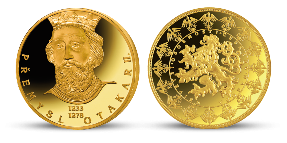 Pozlacená pamětní medaile - Přemysl Otakar II.