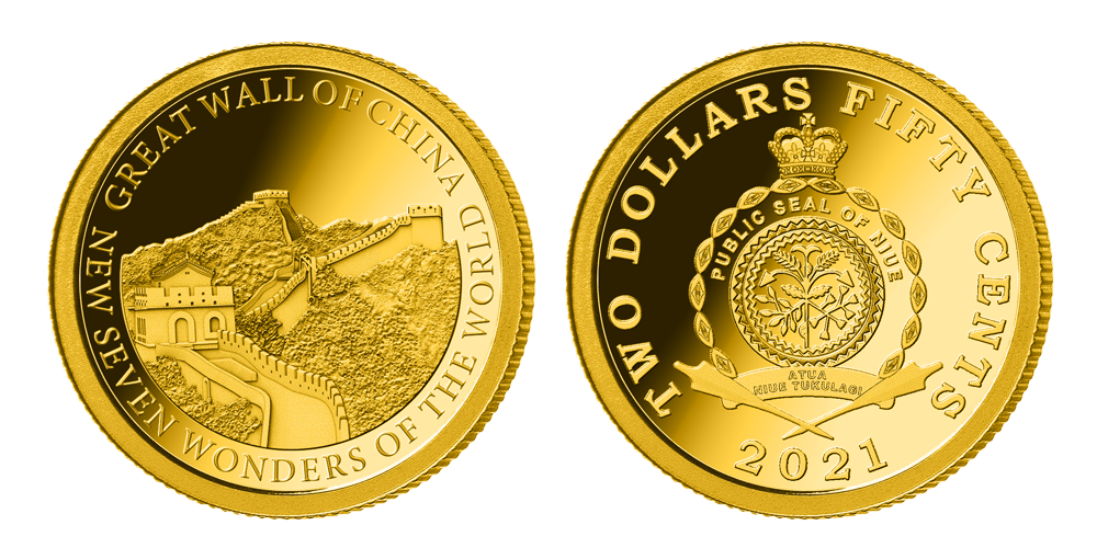   Zlatá mince Velká činská zeď