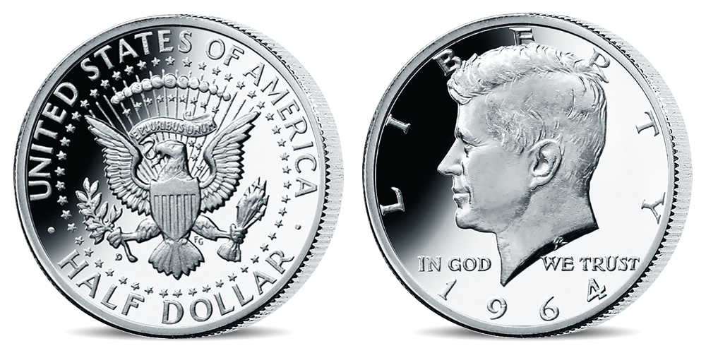 Stříbrná mince J. F. Kennedy z kolekce Americké stříbrné dolary Stříbrná mince J. F. Kennedy z kolekce Americké stříbrné dolary