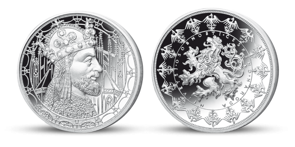 Stříbrné pamětní medaile největší osobnosti českého národa - Karel IV.