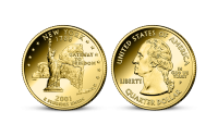 New York - čtvrtdolarová mince zušlechtěna ryzím zlatem z kolekce USA Quarters