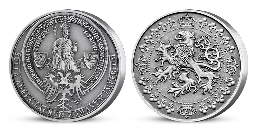 Unikátní medaile Zlatá bula Karla IV. zušlechtěna ryzím stříbrem!