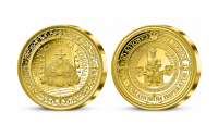 Pamětní medaile Svatováclavská koruna s průměrem 50 mm a zušlechtá ryzím zlatem 999/1000 